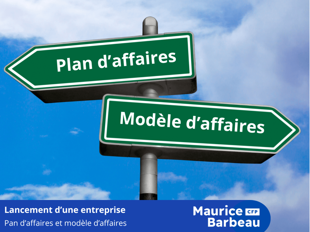 panneaux directionnels avec la mention Plan d'affaires et modèle d'affaires