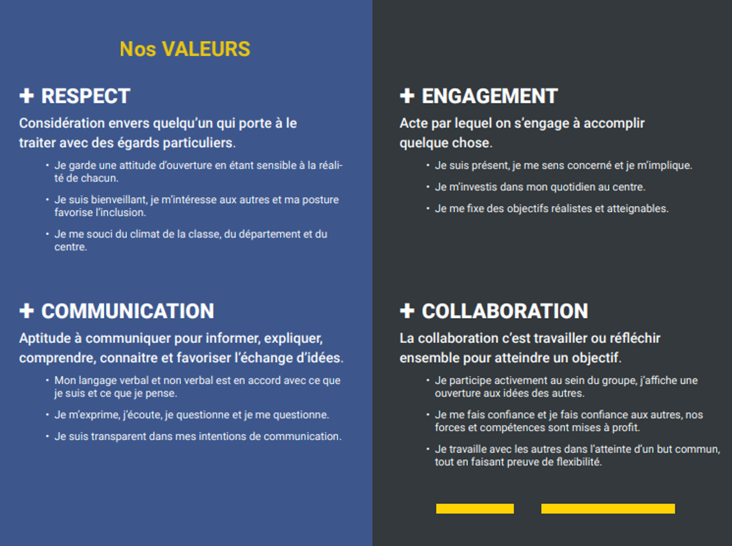 Nos valeurs - CFPMB